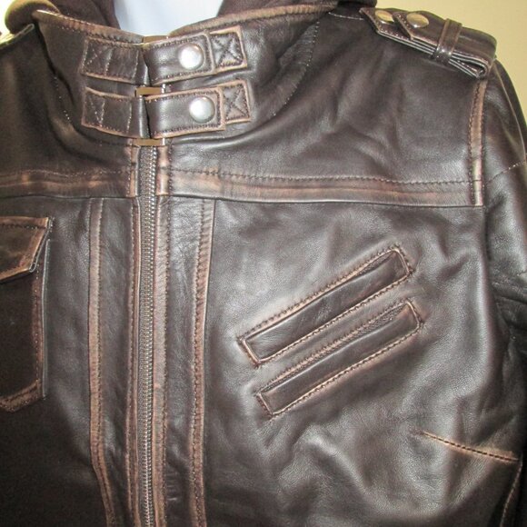 Distressed Style 100% Leather Bomber Jacket – New - Picture 14 of 14